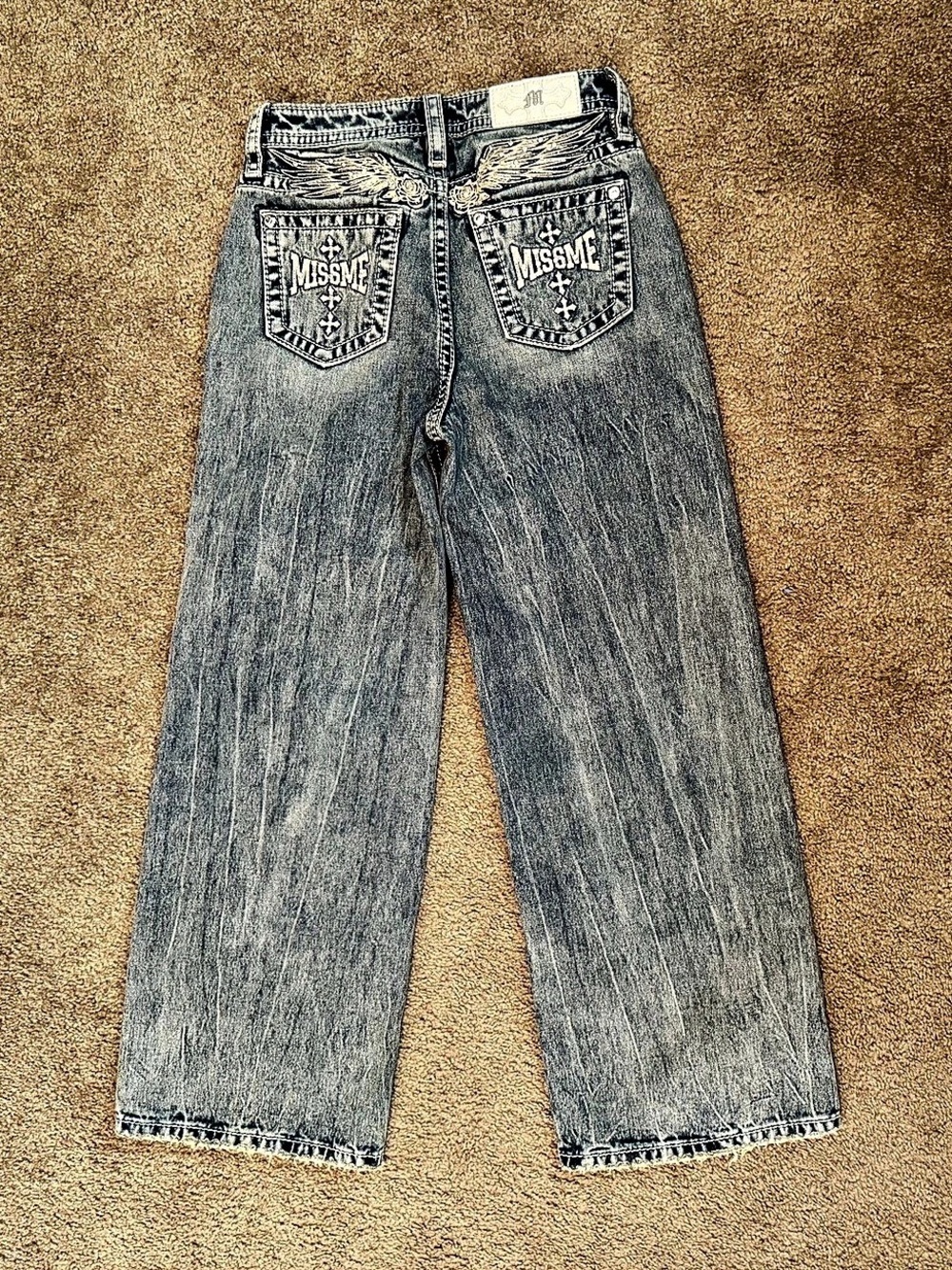 Miss Me Black- Embellished Straight Leg Jeans in Blue